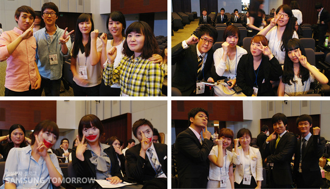 중간중간 기념사진을 찍는 참가 팀들의 모습