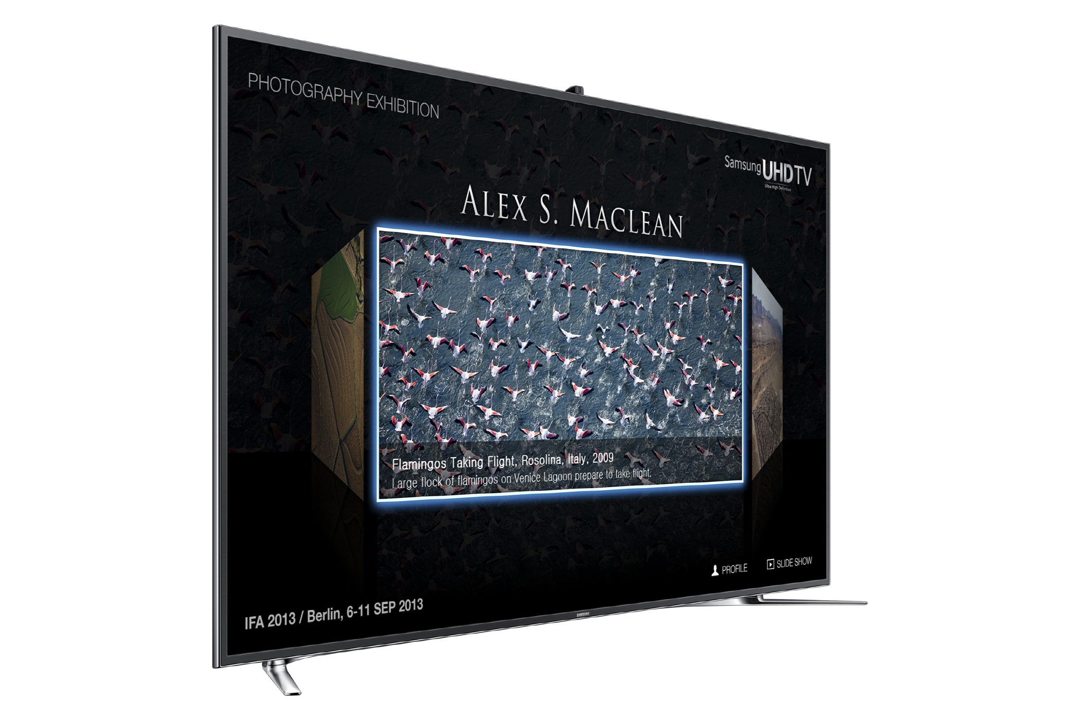 오는 9월 열리는 독일 베를린 IFA2013 가전 전시회에서 삼성전자가 선보일 세계적인 항공사진 작가 알렉스 맥린(Alex S. Maclean)의 작품을 감상할 수 있는 'UHD 갤러리 앱'입니다.