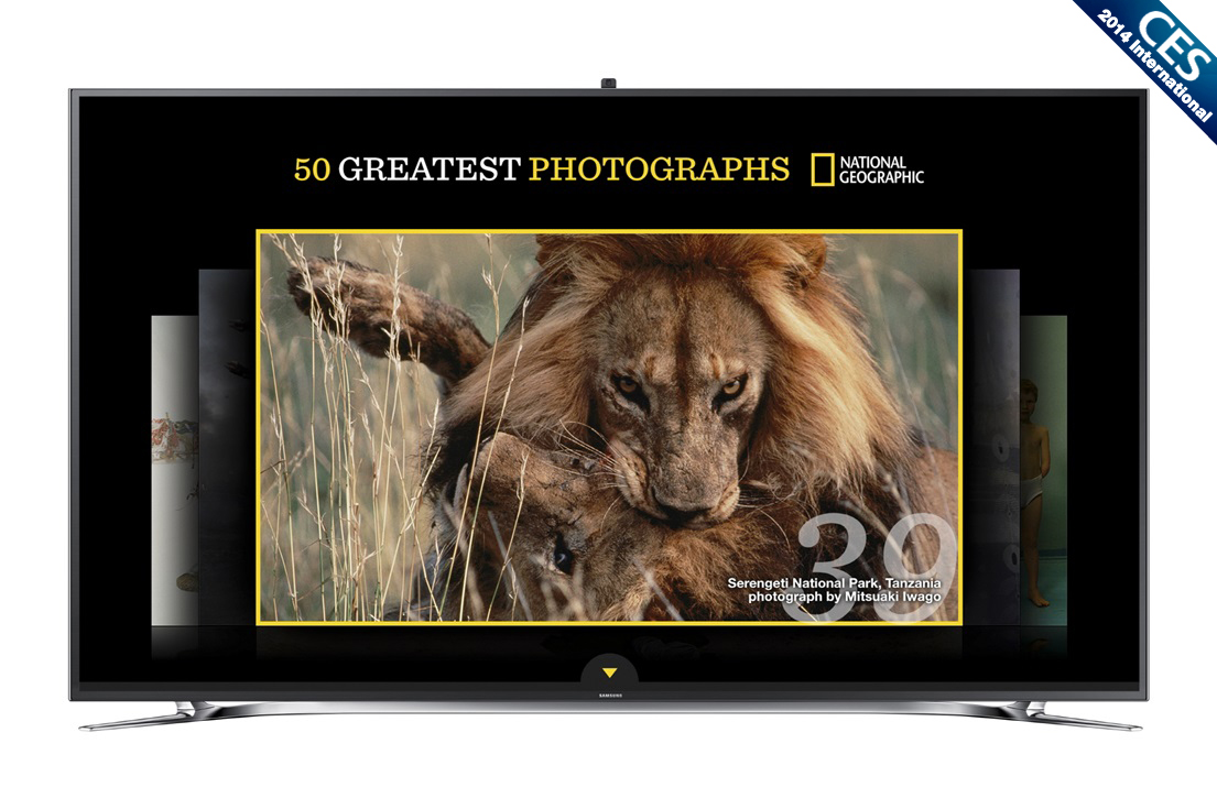 삼성전자 UHD TV 'F9000'에서 내셔널 지오그래픽 앱을 실행한 화면입니다.