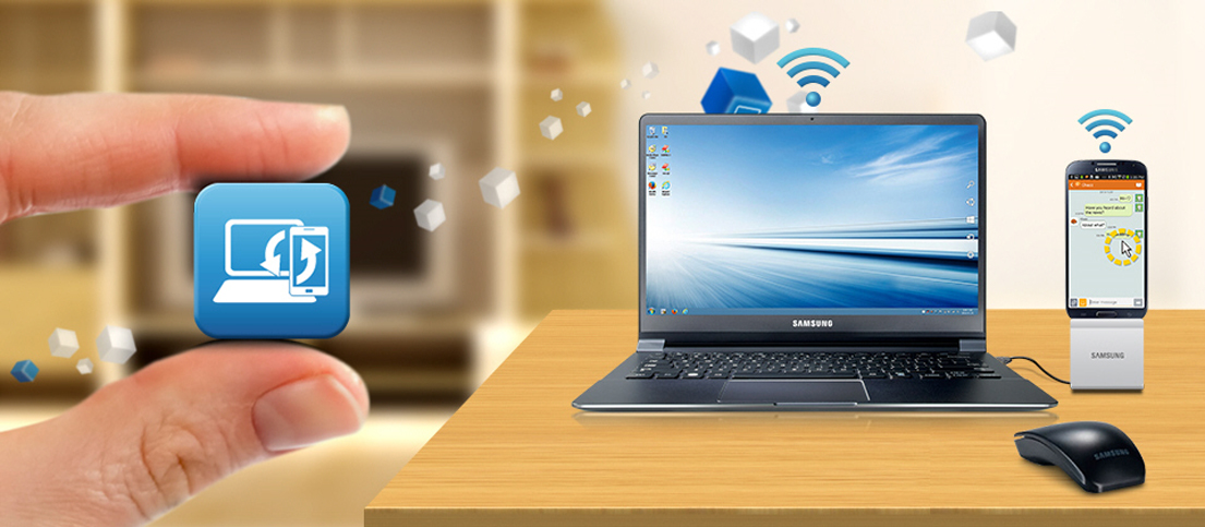 사이드싱크로 PC와 스마트폰 연동하는 모습