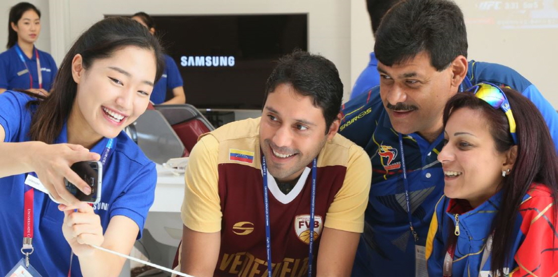 삼성전자 광주U대회 체험관 체험장면