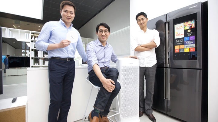 삼성전자가 꿈꾸는 사물인터넷 생태계 구축의 주역들. (왼쪽부터)김경주 과장, 임상욱 차장, 정유성 과장