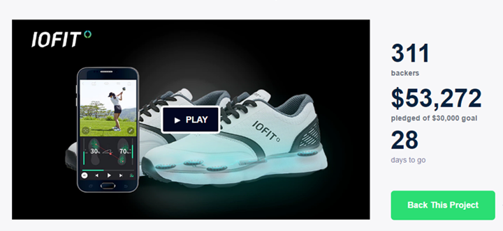 킥스타터 출시 이후 모금이 한창인 아이오핏 페이지. 사진은 10일 오전 10시(한국 시각) 캡처한 이미지다