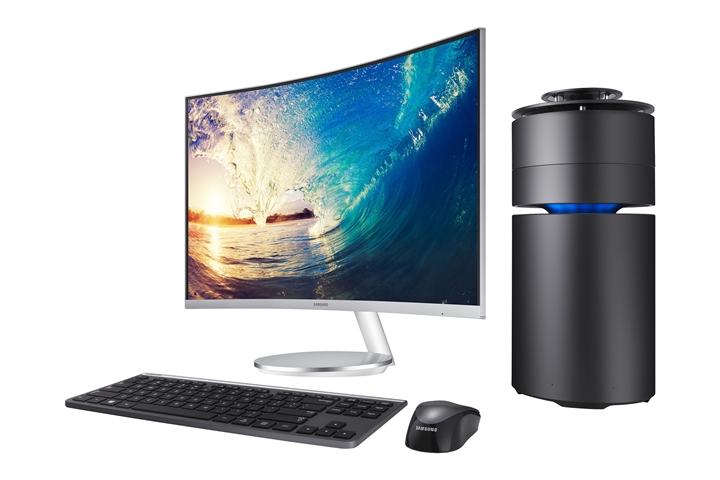 스피커와 저장장치를 조립해 쉽게 확장할 수 있는 원통형 디자인의 데스크톱 PC인‘삼성 아트PC’제품 이미지