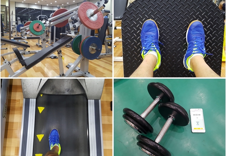 헬스장의 다양한 운동기구들