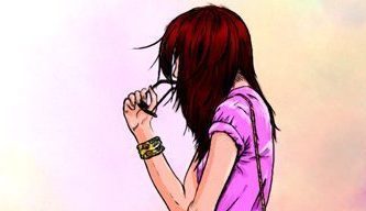 컬러링 사진 핑크색 옷을 입은 여자가 누군가를 기다리고 있다