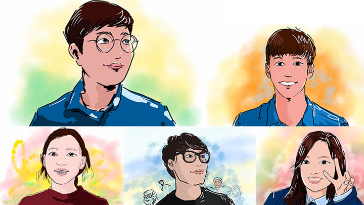 다섯명의 초상화 그림