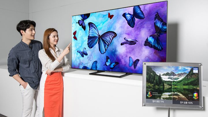 ▲삼성전자의 2018년형 QLED 全 모델이 독일의 세계적 규격 인증기관인 VDE(Verband Deutscher Elektrotechniker)로부터 2년 연속 '컬러볼륨 100%' 검증과 함께 콘텐츠의 색을 완벽하게 구현하는 디스플레이로 인정받았다.