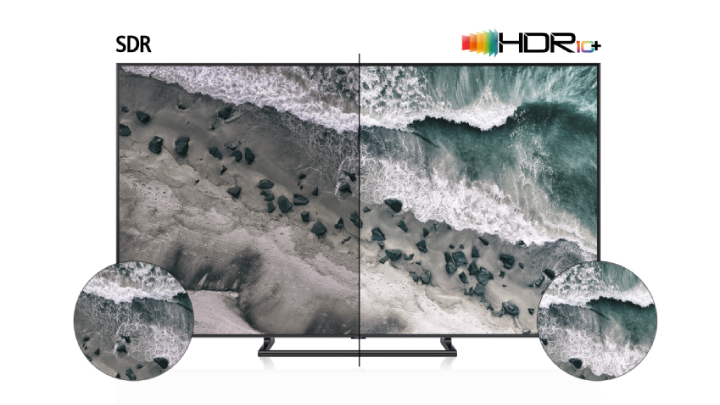 삼성전자의 2017년형·2018년형 QLED TV와 UHD 전 라인업에 적용된 'HDR10+'는 삼성전자가 개발한 차세대 영상 표준 규격 기술로 매 장면마다 밝기와 명암비를 최적화해 영상의 입체감을 높여 주는 최신 HDR 규격이다.