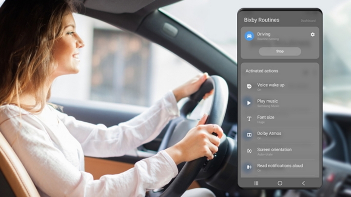 빅스비 루틴 운전중 모습