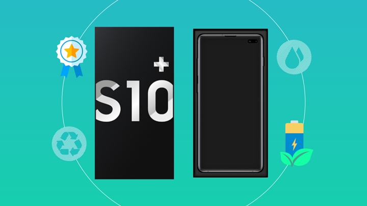 친환경 패키지를 사용한 갤럭시 S10