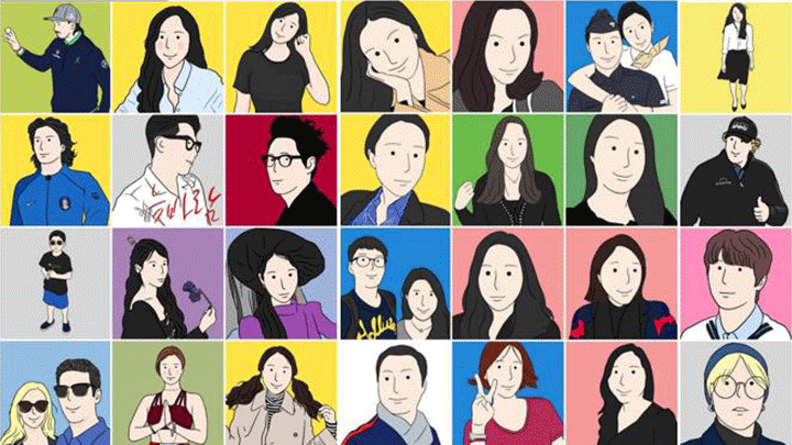 박종우 씨가 갤럭시 노트의 S펜으로 그린 프사(프로필 사진). 대부분 SNS로 인연을 맺은 사람들이다.