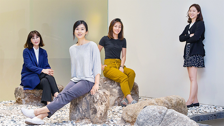 ▲ (왼쪽부터) 삼성전자 생활가전사업부 디자인팀 김인희·김미나·최미도·황지원 디자이너