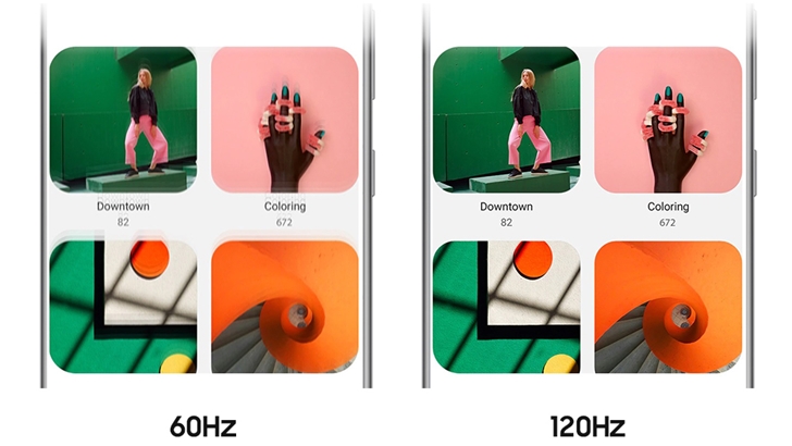 60hz로 흐르는 화면 vs 120hz르 호르는 화면