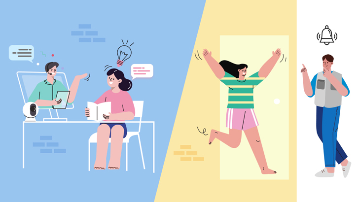 집에서 서비스를 받는 모습 / 방문 기사가 집을 방문한 모습