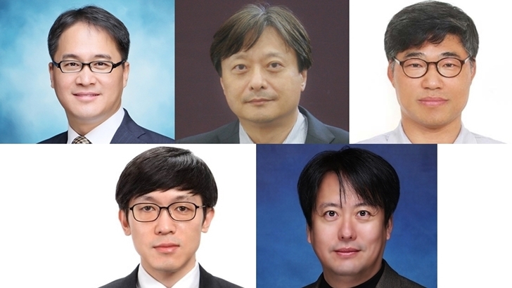 ▲ 2020년 삼성미래기술육성사업 지정테마 연구지원 과제에 선정된 교수진(윗줄 왼쪽부터 한양대 김종필 교수, KAIST 이준구 교수, 한양대 정진욱 교수. 아랫줄 왼쪽부터 연세대 조승우 교수, 인하대 최리노 교수