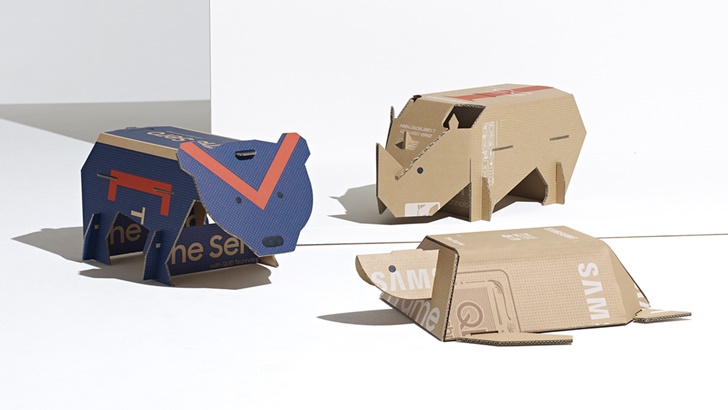 삼성전자가 영국 디자인 전문 매체 ‘디진(Dezeen)’과 공동 주최한 에코 패키지 디자인 공모전 ‘아웃 오브 더 박스’ 에서 최종 우승한 ‘Endangered Animal’.