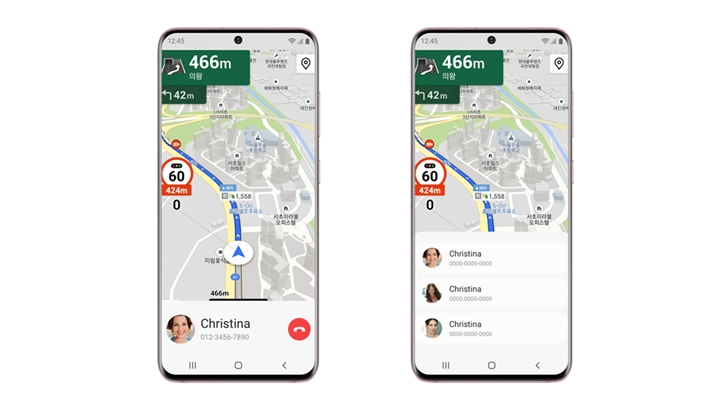 네비게이션 사용시 최소화된 빅스비 화면