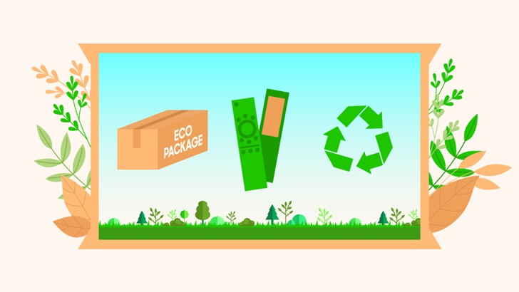 삼성 TV 에코패키지와 친환경 리모컨, 리사이클링 마크