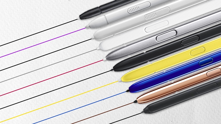 갤럭시 시리즈 S펜을 모아서 만든 가상의 이미지