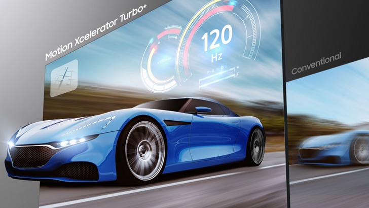 QLED에 적용된 게이밍 기능 그래픽 이미지 Motion Xcelerator Turbo+ 120Hz Conventional