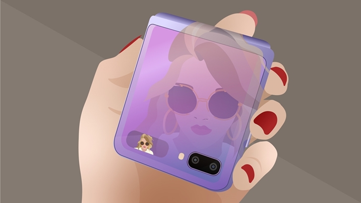 갤럭시 Z 플립 퀵 셀피 촬영 모습