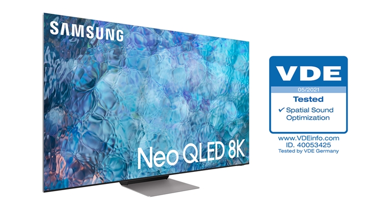 SAMSUNG Neo QLED TV VDE 05/2021 Tested Spatial Sound Optimization www.VDEinfo.com ID. 40053425 Tested by VDE Germany