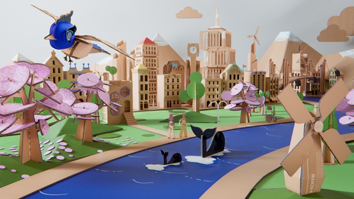 페이퍼 아티스트 A.J 스미스와 협업, 에코패키지를 활용한 작품