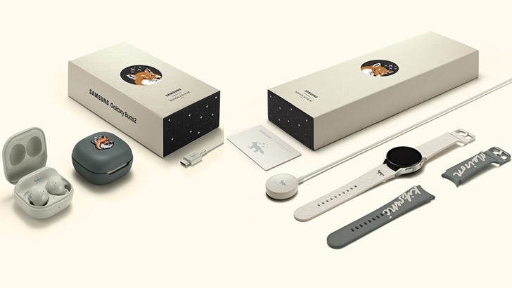 갤럭시 워치4, 갤럭시 버즈2 메종키츠네 에디션 제품 사진
