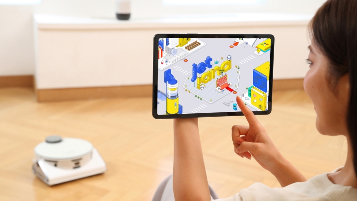 삼성전자가 청소기 브랜드의 가상 체험공간 '제트랜드'와 삼성닷컴을 연계해 로봇청소기 신제품 '비스포크 제트 봇 AI SE'를 할인된 가격에 구매할 수 있는 '제트랜드 데이' 이벤트를 8일부터 진행한다. 삼성전자 모델이 모델이 '제트랜드'와 '비스포크 제트 봇 AI SE'를 소개하고 있는 모습.