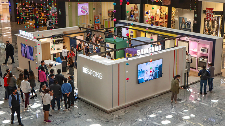 중남미 지역 최초로 멕시코에 개장한 '비스포크 홈 플래그십 매장' 전경. 해당 매장은 월 평균 200만명이 방문하는 멕시코시티 대형 쇼핑몰인 '페리수르(Centro Comercial Perisur)'에 위치했으며, 냉장고·식기세척기·오븐레인지·세탁기 등 다양한 비스포크 가전을 한번에 체험할 수 있다.