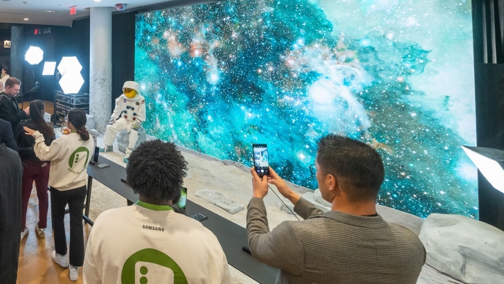 미국 샌프란시스코의 111 파웰 거리(Powell Street)에 위치한 '갤럭시 익스피리언스 스페이스'에서 현지 방문객들이 갤럭시 S23 시리즈를 체험하고 있다.