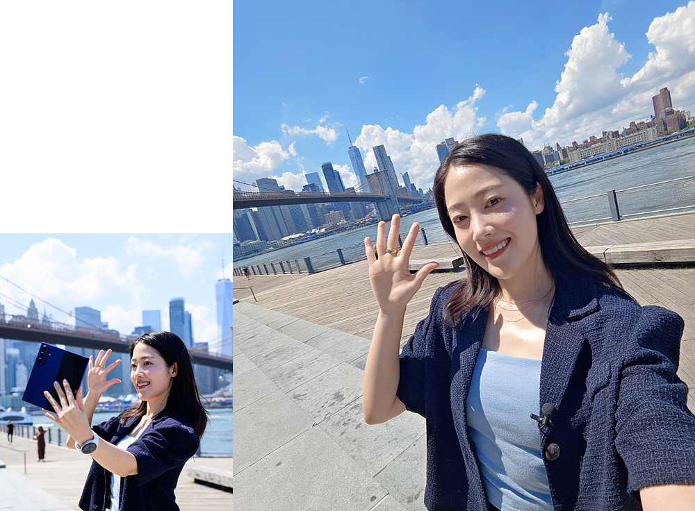 갤럭시 Z 폴드7의 전면 카메라로 촬영한 와이드 셀피