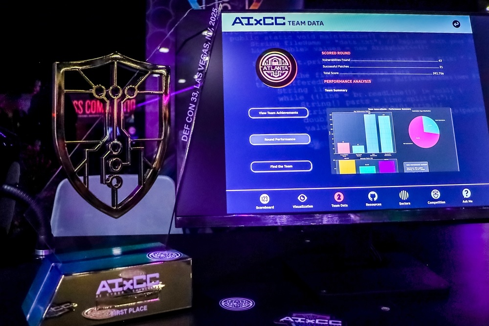AI 사이버 챌린지 1등 트로피와 월등한 점수로 우승을 차지한 팀 애틀란타의 성적표