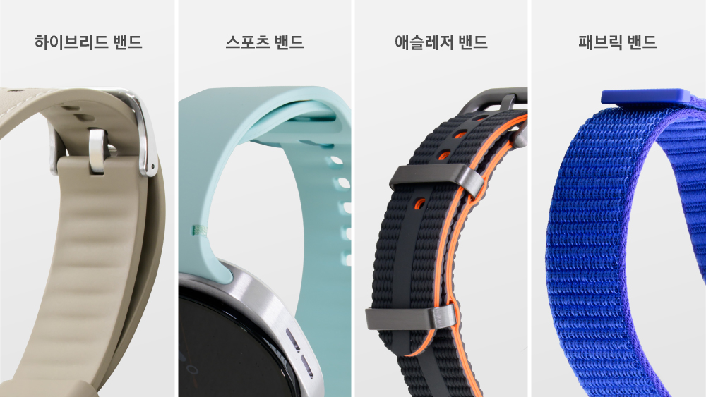 갤럭시 워치8 시리즈의 다양한 밴드 라인업 하이브리드 밴드 스포츠 밴드 애슬레저 밴드 패브릭 밴드