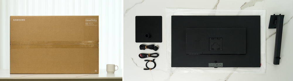 ▲깔끔한 포장이 돋보이는 언박싱(unboxed) 사진. ‘이지 셋업 스탠드’를 통해 누구나 쉽게 조립할 수 있다