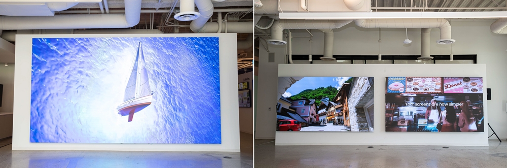 어바인 CEC에는 다양한 픽셀 피치(pitch, LED 칩 사이 간격)의 LFD(Large Format Display, 대형 디스플레이)가 설치되어 있어 고객들이 필요에 따른 사양을 직접 평가하고 결정할 수 있다