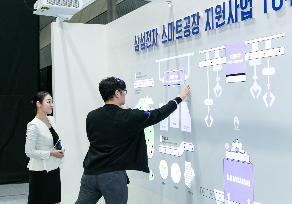 삼성전자의 스마트공장 지원사업 10년 성과를 수치로 시각화했다.