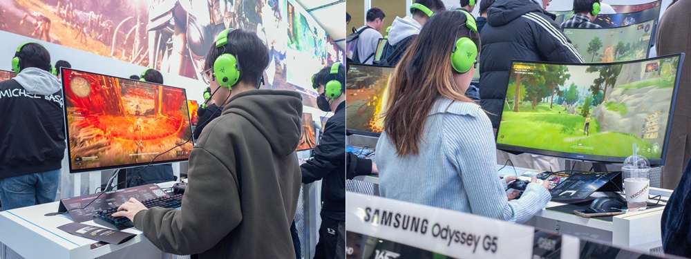 지스타 2025 넷마블 부스는 삼성전자 오디세이 3D, G5, OLED G8 등 다양한 모니터를 통해 각 게임에 최적화된 몰입감을 체험할 수 있도록 구성되었다.