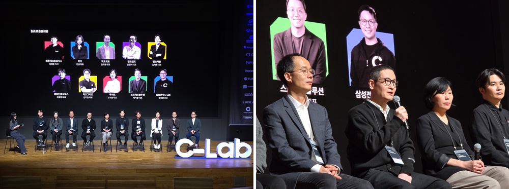 스타트업 대표들과 기자단이 질의응답을 이어가고 있다.