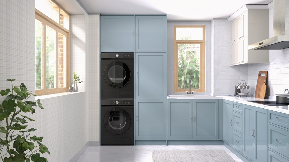 삼성전자 고효율 세탁기와 건조기 라이프스타일 이미지.