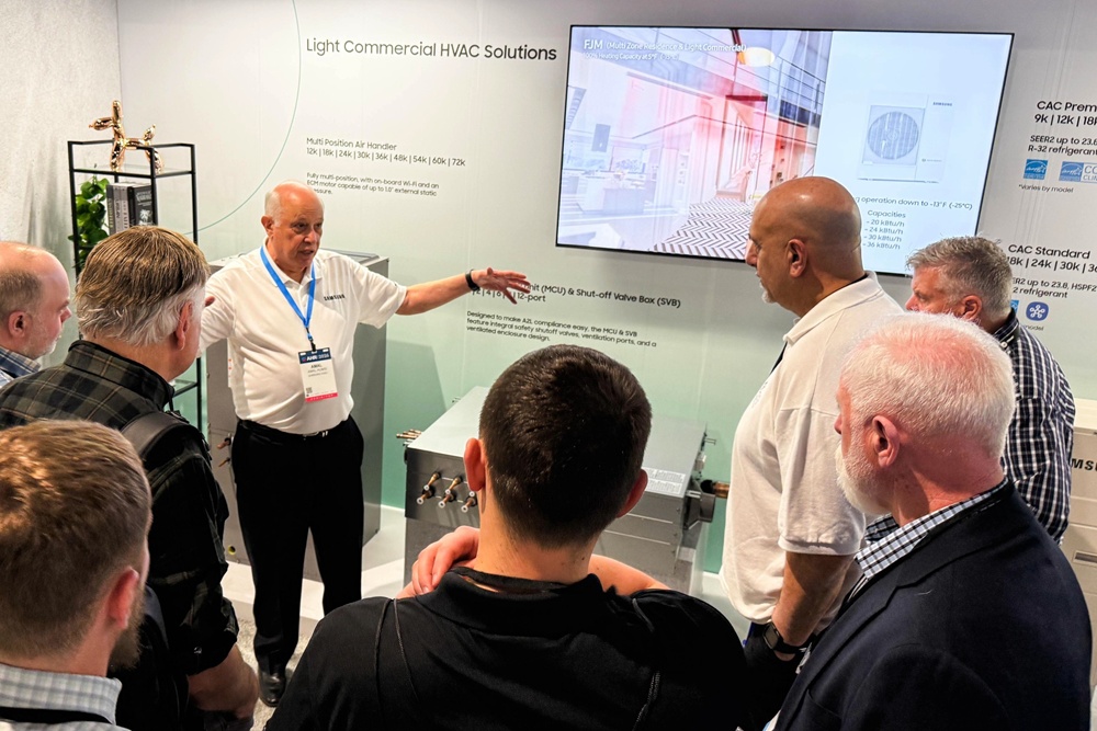 삼성전자가 북미 최대 규모 공조 전시회 ‘AHR 엑스포’에 참가해 공조 제품과 AI 기반의 통합 기기 관리 기능을 선보였다.