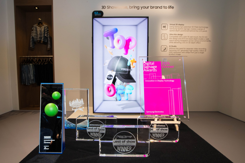 ▲ 삼성 스페이셜 사이니지는 ISE 2026에서 '최고의 제품상(Best of Show at ISE)' 수상을 포함해 총6관왕에 올랐다.