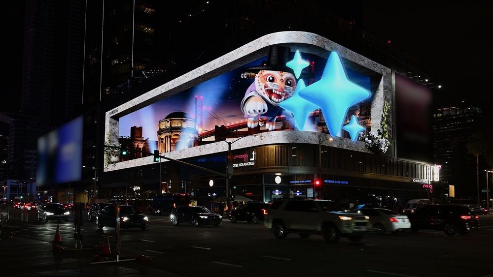 미국 LA 목시(The Moxy)에서 진행 중인 3D 옥외광고 모습.