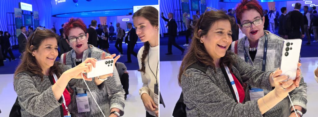 ‘갤럭시 S26 시리즈’의 ‘슈퍼 스테디’ 기능을 체험하는 관람객들.