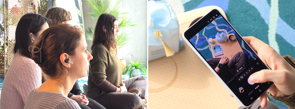 ‘갤럭시 버즈4 프로’와 ‘갤럭시 워치8’을 착용하고 명상에 참여하는 참가자들.