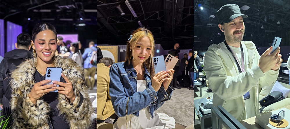 신제품을 체험하고 있는 팀갤럭시 인플루언서들. 왼쪽부터 순서대로 @lucianafusterg, @deniseteojiaqi, @nessajkek.