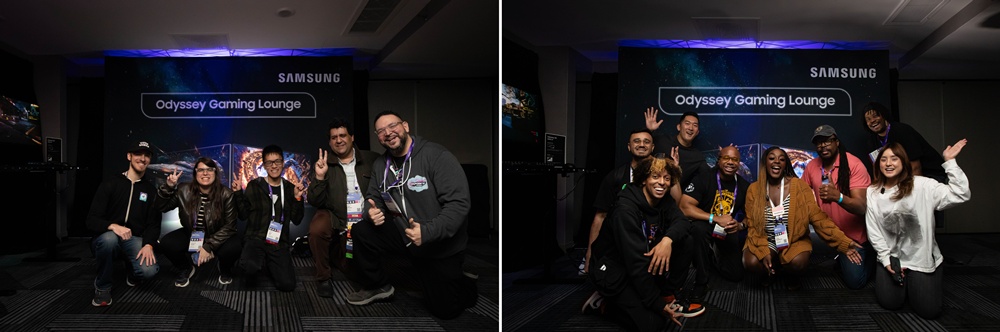 GDC 2026를 방문한 관람객들이 삼성 오디세이 게이밍 라운지를 즐기고 있다.