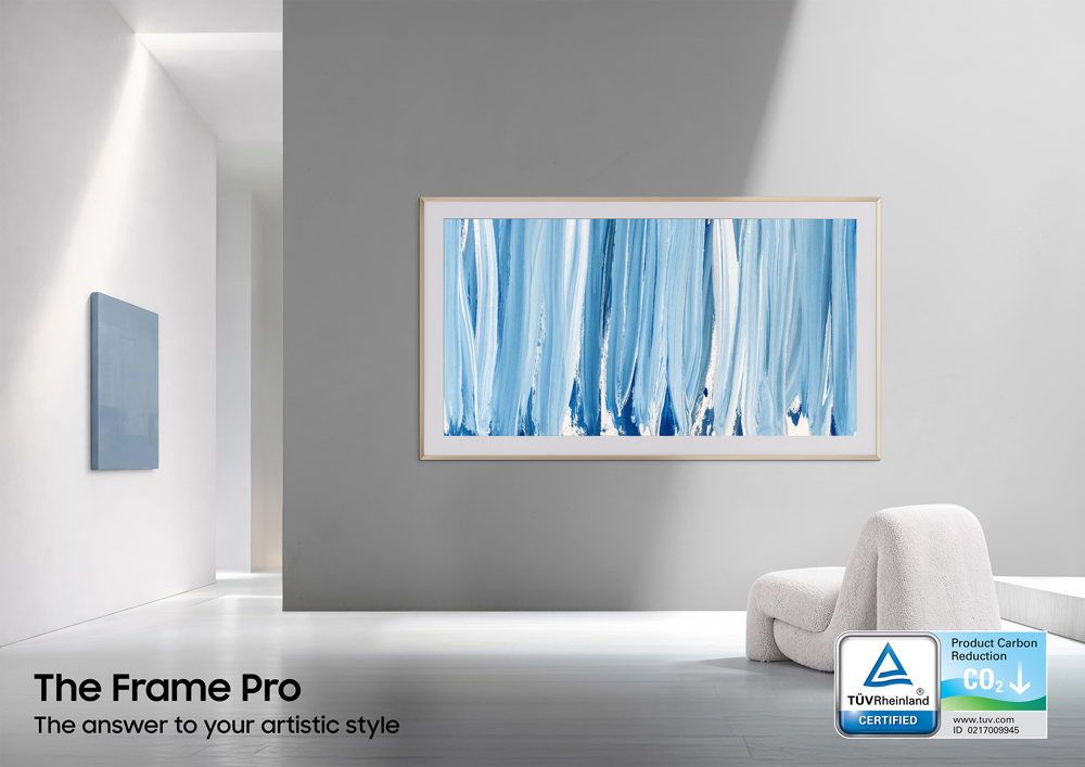 삼성전자의 2026년형 TV, 獨 라인란드 '탄소저감' 인증 획득 더 프레임 프로 이미지.
