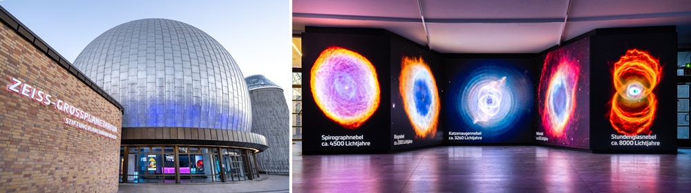 독일 베를린의 ‘자이스 천체투영관’ 로비에 삼성전자의 LED 사이니지가 설치되어 있다.